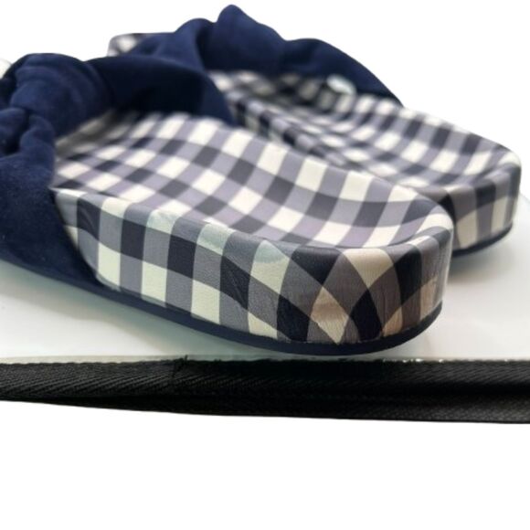 NWOB Draper James Women's Stella Gingham Blue & White Checkered Slides Size 8.5M - Picture 8 of 8